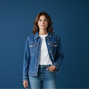 Classic Concepts Dark Denim Studded Jacket-Size Large-NWT